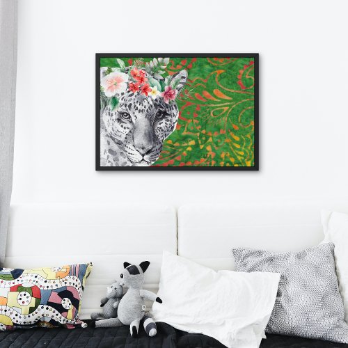 Flower Leopard Jungle Batik  Poster