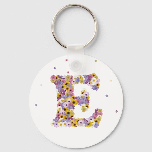 Flower letter E Keychain (Front)
