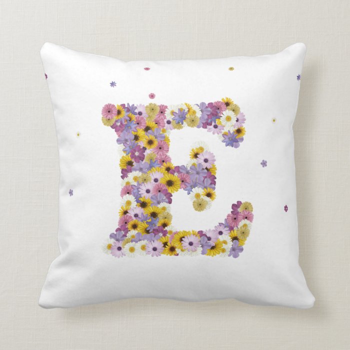 Flower letter E Throw Pillow Zazzle