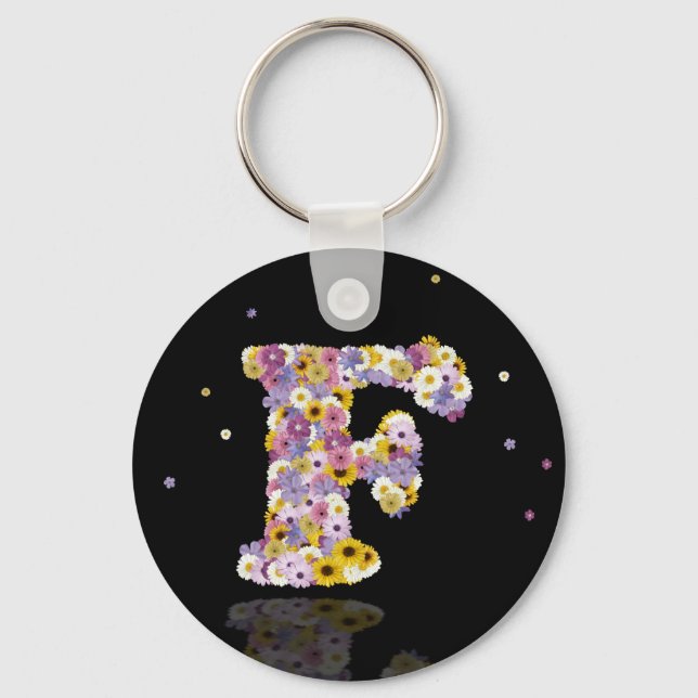 Flower letter F Keychain (Front)