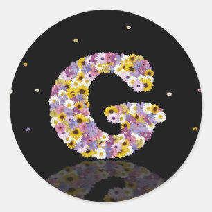Flower letter G Classic Round Sticker