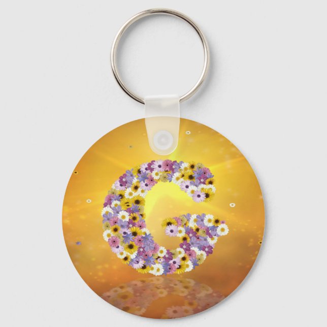 Flower letter G Keychain (Front)