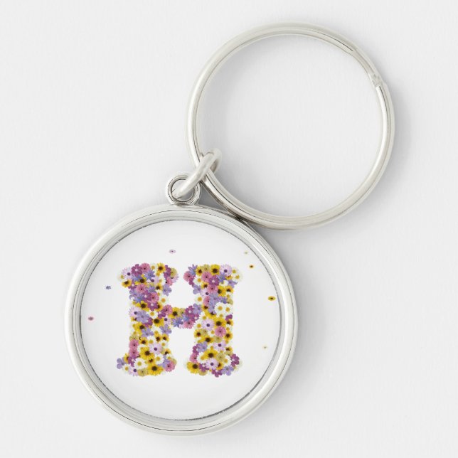 Flower letter H Keychain (Front)