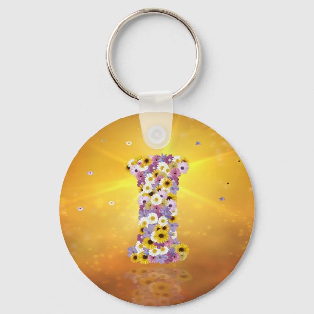Flower letter I Keychain (Front)