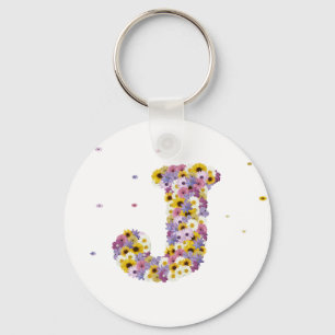 Flower letter J Keychain