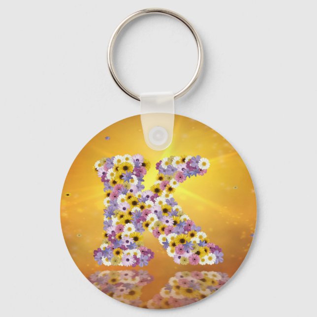 Flower letter K Keychain (Front)
