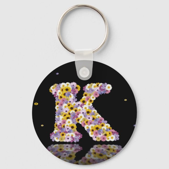 Flower letter K Keychain (Front)