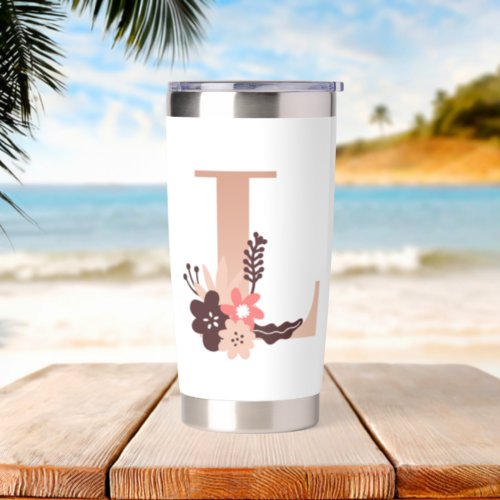 Flower Letter L Design  Insulated Tumbler