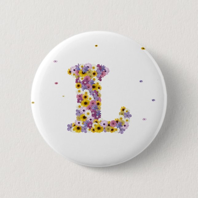 Flower letter L Pinback Button (Front)