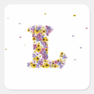 Flower letter L Square Sticker