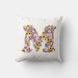 Flower letter M Throw Pillow