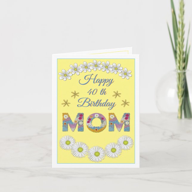 Flower letter Mom Personalized Birthday card (Front)