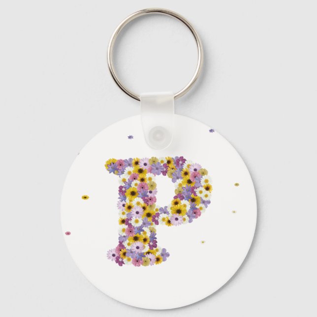 Flower letter P Keychain (Front)