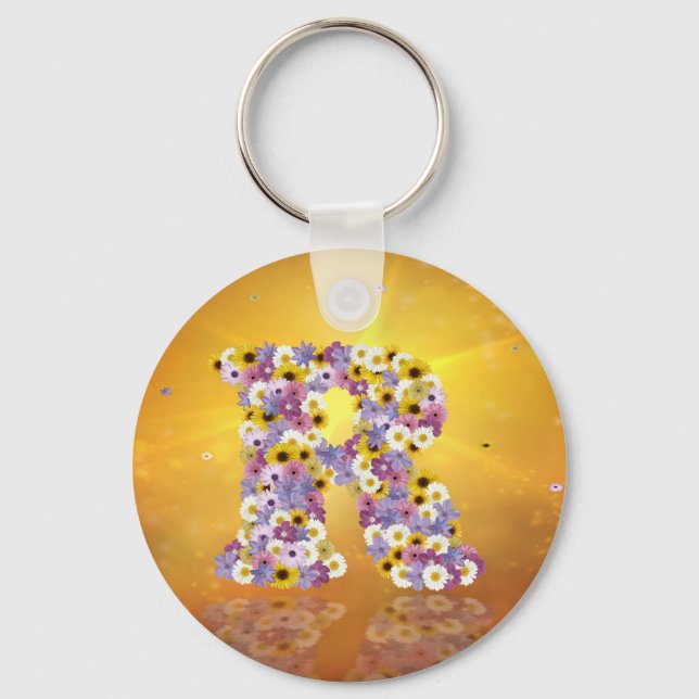 Flower letter R Keychain (Front)