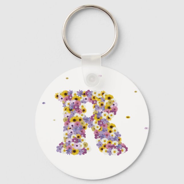 Flower letter R Keychain (Front)