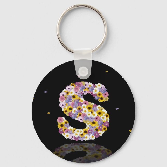 Flower letter S Keychain (Front)