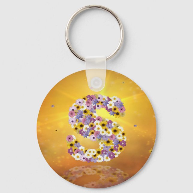 Flower letter S Keychain (Front)