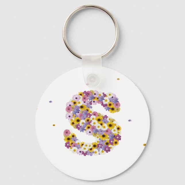Flower letter S Keychain (Front)