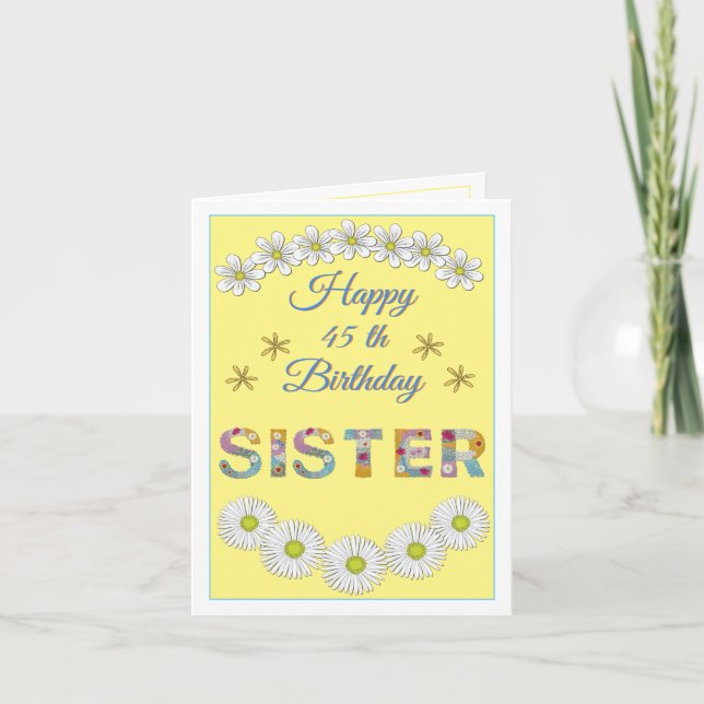 Flower letter Sister Personalized Birthday card (Front)