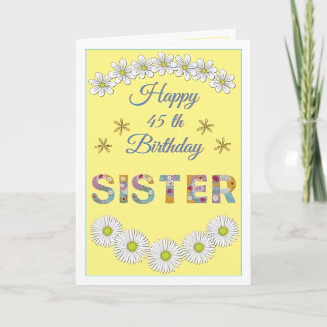 Flower letter sister Personalized Birthday card (Front)
