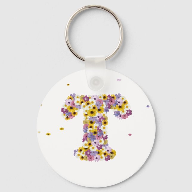 Flower letter T Keychain (Front)