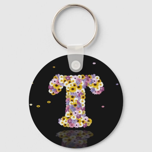 Flower letter T Keychain (Front)