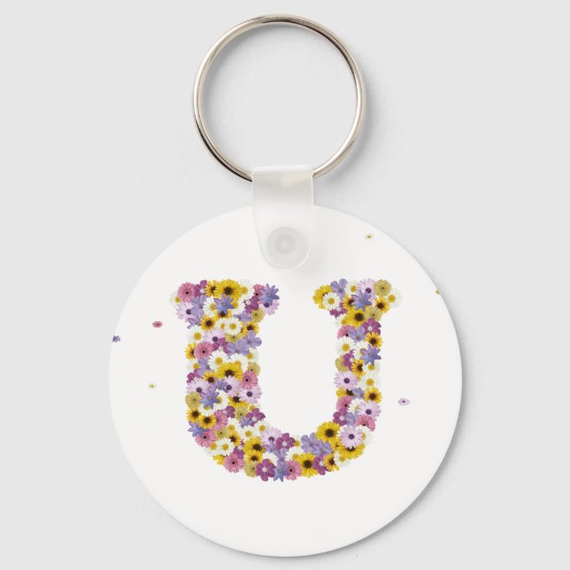 Flower letter U Keychain (Front)