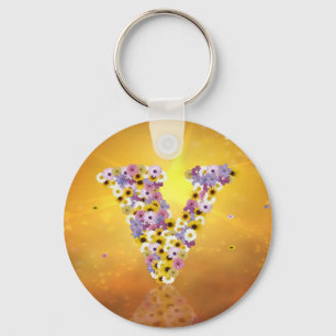 Flower letter V Keychain
