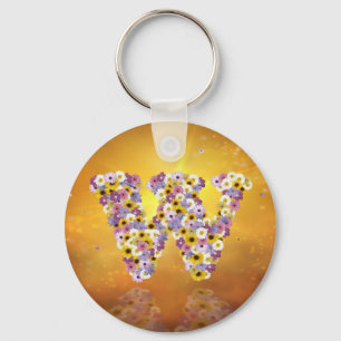 Flower letter W Keychain