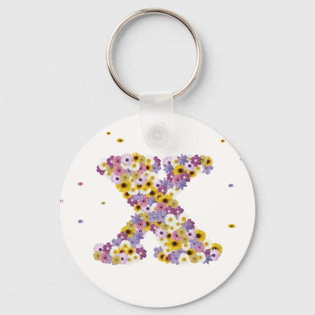 Flower letter x keychain (Front)