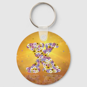Flower letter x keychain