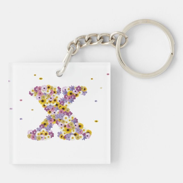 Flower letter X Keychain (Back)