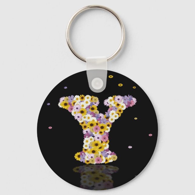Flower letter y keychain (Front)