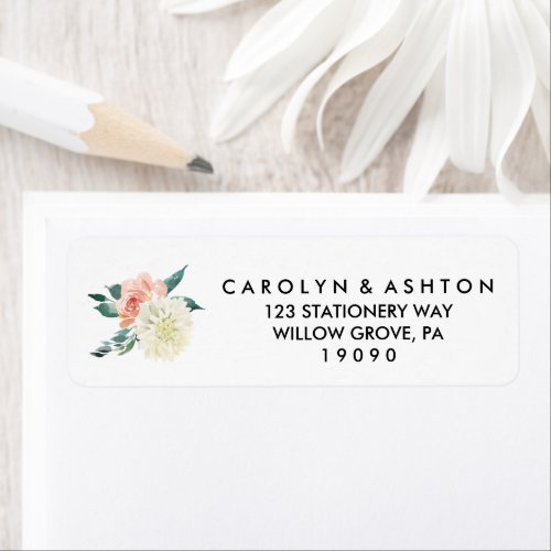 Flower Lettering  Blush Wedding Label