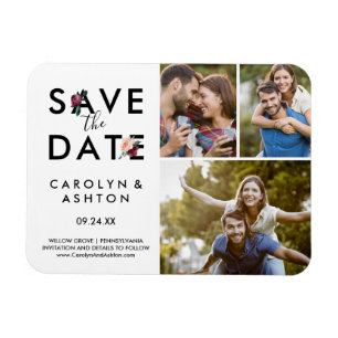 Flower Lettering Maroon 3 Photo Save the Date Magnet