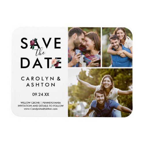 Flower Lettering  Maroon 3 Photo Save the Date Magnet