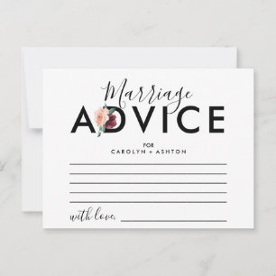 Flower Lettering Maroon Marriage Advice Cards