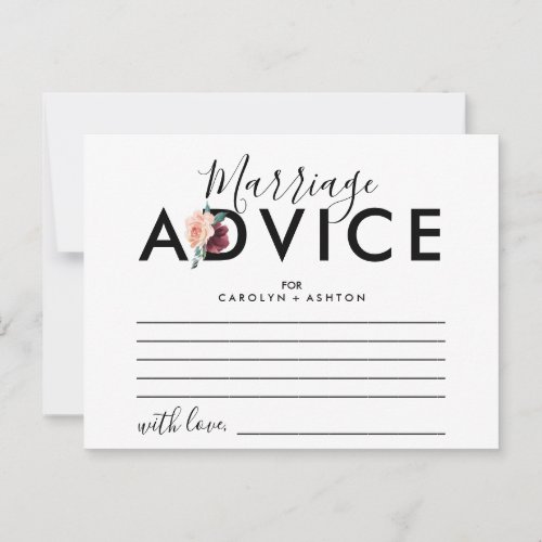 Flower Lettering  Maroon Marriage Advice Cards