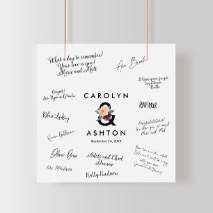 Flower Lettering   Maroon Wedding Guest Signing Poster