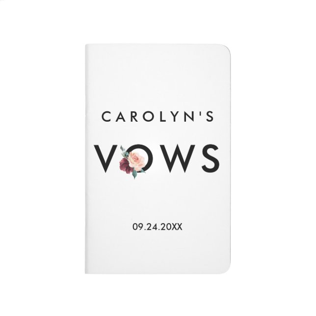 Flower Lettering | Maroon Wedding Vows Book (Front)