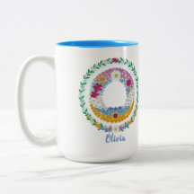 Flower Letters Initial "O" with Personalized name