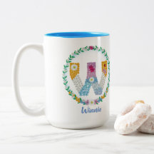 Flower Letters Initial "W" with Personalized name