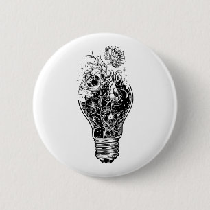 Flower Light Bulb Of Power Tree Peace For Hippies Button