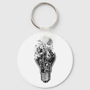Flower Light Bulb Of Power Tree Peace For Hippies Keychain