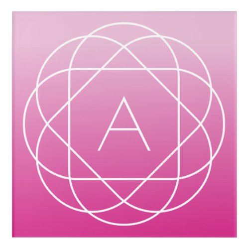Flower_Like Geometric Monogram  Pink Shaded Ombre Acrylic Print