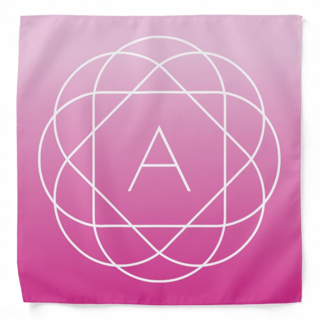 Flower-Like Geometric Monogram | Pink Shaded Ombre Bandana (Front)