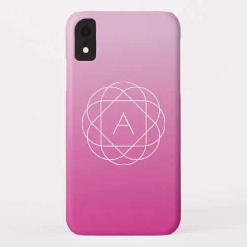 Flower_Like Geometric Monogram  Pink Shaded Ombre iPhone XR Case