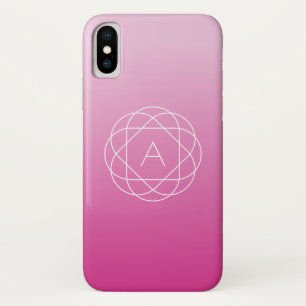 Flower-Like Geometric Monogram   Pink Shaded Ombre iPhone X Case