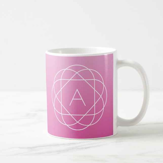 Flower-Like Geometric Monogram | Pink Shaded Ombre Coffee Mug (Right)