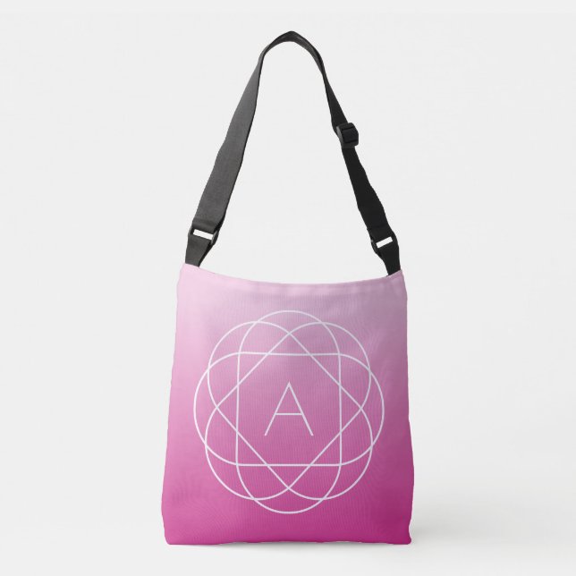 Flower-Like Geometric Monogram | Pink Shaded Ombre Crossbody Bag (Front)